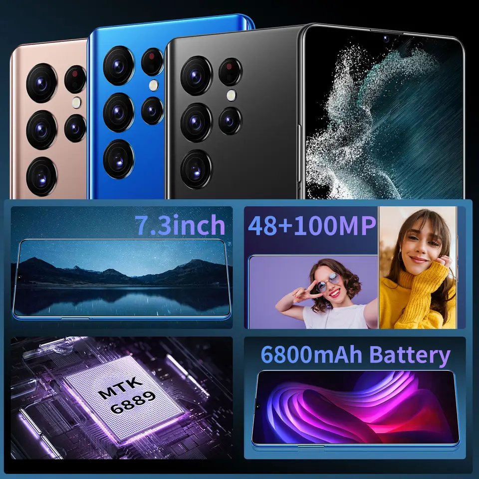 2023 New Drop shipping S23 Ultra Mobile Phone with Smart Phones 3G and 4G 5G Smartphone S23 PLUS Ultra